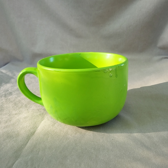 💚🗾 Neon Green 🧶 Soup Mug 🟢 Face - Picture 4 of 6